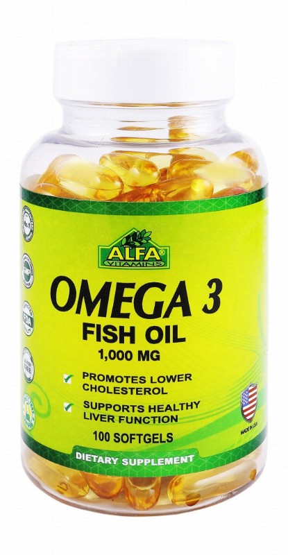 Alfa Vitamins Omega 3 1000mg Fish Oil Supplement for Lower Cholesterol & Healthy Liver Function - gluten free