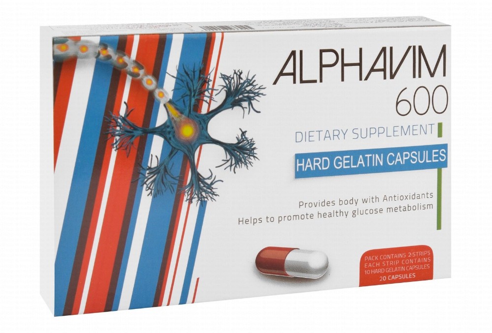 Alphavim 600mg Alpha Lipoic Acid Antioxidant & Glucose Metabolism Support Supplement
