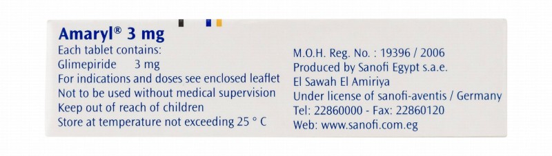 Amaryl 3mg Glimepiride Oral Antidiabetic