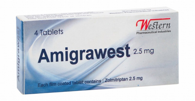 Amigrawest 2.5mg Zolmitriptan for Migraine