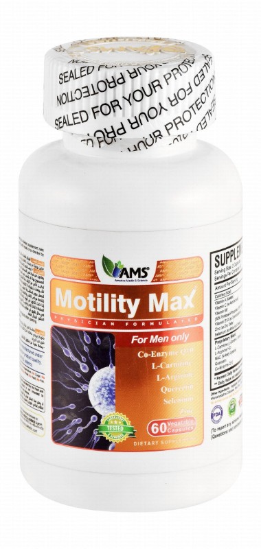 AMS Motility Max Fertility Support Supplement with Selenium, Zinc & L-Arginine for Men - sugar free, lactose free, preservatives free