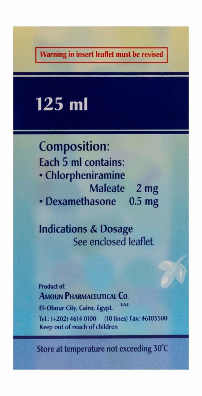 Apidone 2mg Maleate & 0.5mg Dexamethasone Antihistamine & Anti-Inflammatory Syrup