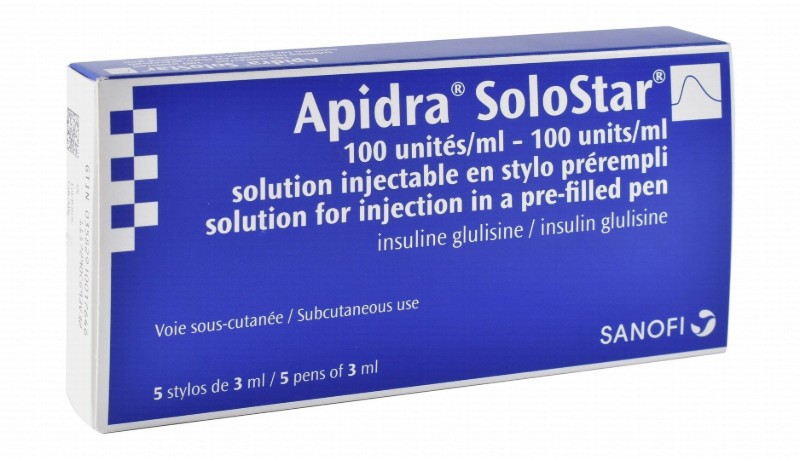 Apidra Solostar 100units/ml Insulin Glulisine Solution Pens for Subcutaneous Injection