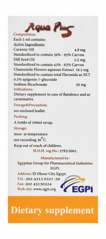 Aqua Plus Anti-Flatulent Supplement Syrup