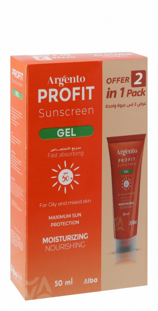 Argento Profit Non-Greasy Moisturizing & Nourishing Face & Body Sunscreen Gels for Oily & Mixed Skin SPF50+ (Special Offer) - non comedogenic