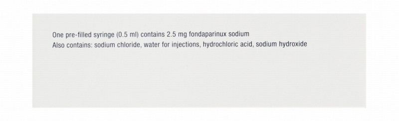 Arixtra 2.5mg/0.5ml Fondaparinux Sodium Pre-Filled Syringes for Subcutaneous or Intravenous Use