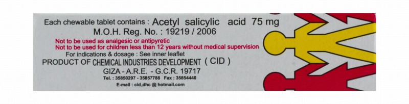 Aspocid 75mg Acetyl Salicylic Acid Chewables for Fever & Mild Pain