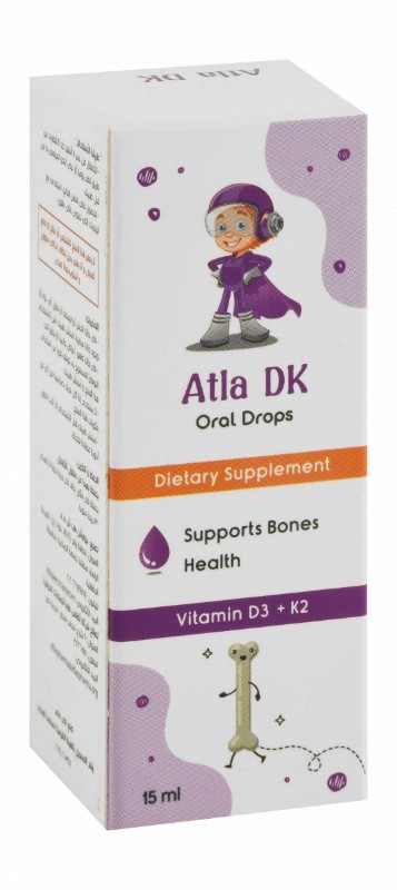 Atla DK 10mcg Vitamin D3 & 5mcg Vitamin K2 Bones Health Support Oral Supplement Drops (7+ Months)