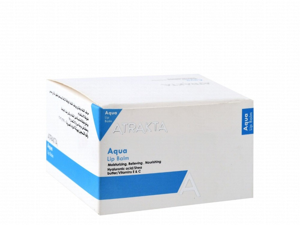 Atrakta Moisturizing, Relieving & Nourishing Aqua Lip Balm with Hyaluronic Acid, Shea Butter & Vitamins for Dry & Damaged Lips