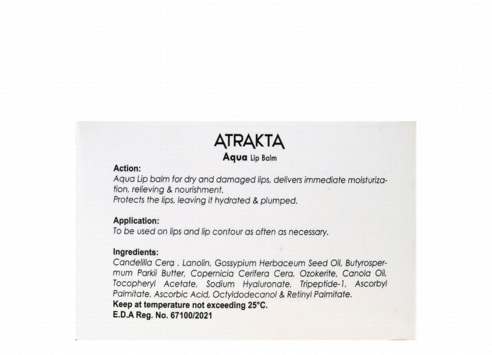 Atrakta Moisturizing, Relieving & Nourishing Aqua Lip Balm with Hyaluronic Acid, Shea Butter & Vitamins for Dry & Damaged Lips