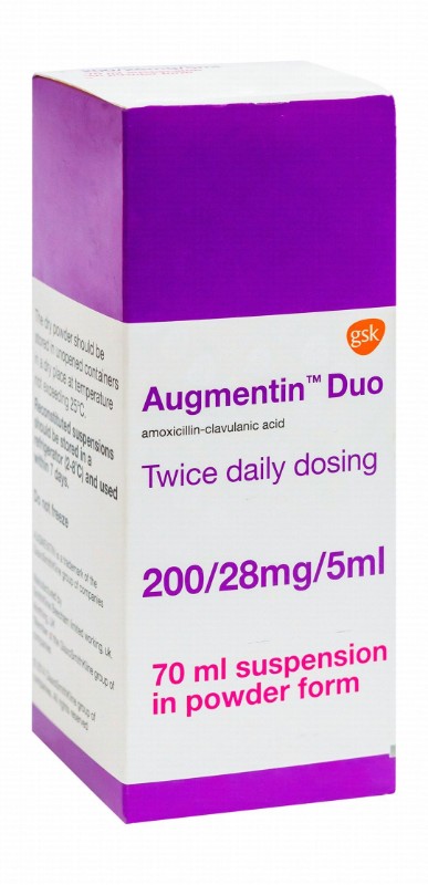 Augmentin Duo 200mg Amoxicillin & 28.5mg Clavulanic Acid Suspension Powder