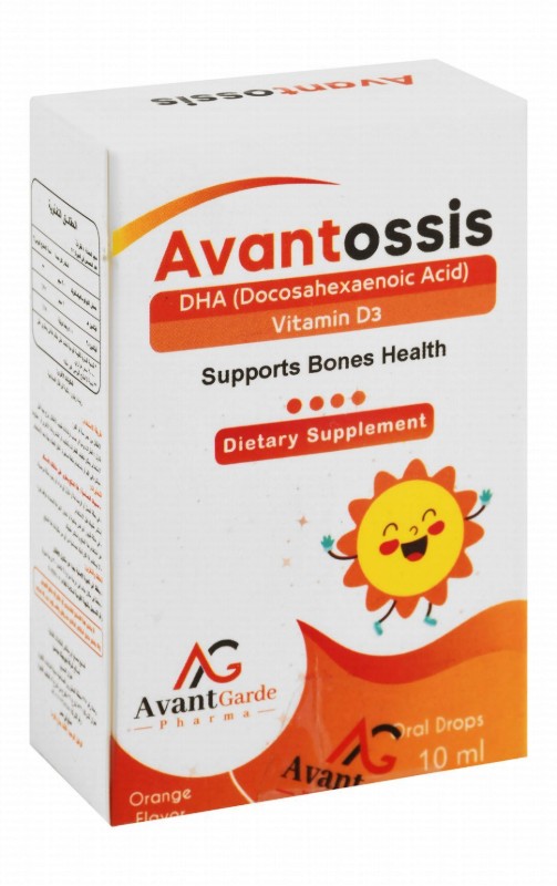 Avantossis 400 IU Vitamin D3 & 20mg DHA Bone Health Support Oral Supplement Drops Orange Flavor (1+ Years)