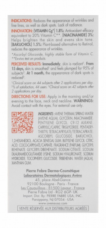 Avène Eau Thermale Activ Anti-Wrinkle Face Serum with Vitamin Cg, Niacinamide & Bakuchiol for Sensitive Skin