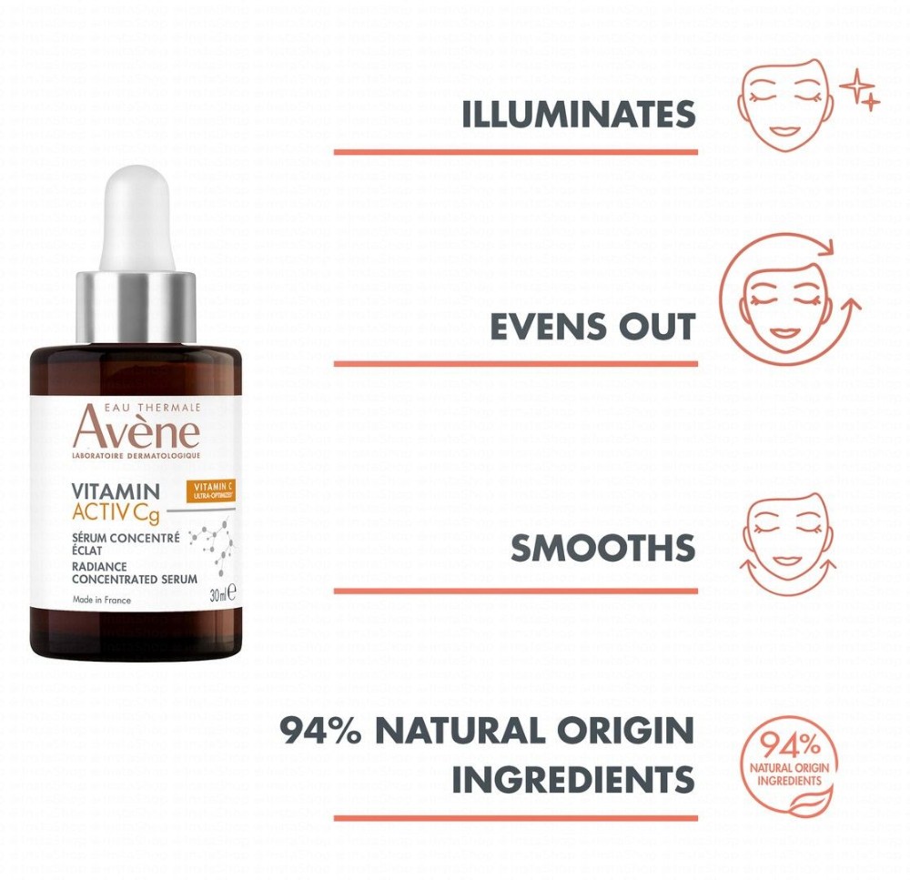 Avène Eau Thermale Activ Anti-Wrinkle Face Serum with Vitamin Cg, Niacinamide & Bakuchiol for Sensitive Skin