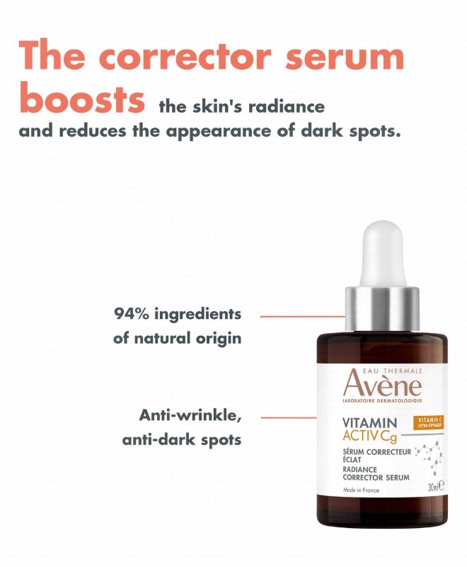 Avène Eau Thermale Activ Anti-Wrinkle Face Serum with Vitamin Cg, Niacinamide & Bakuchiol for Sensitive Skin