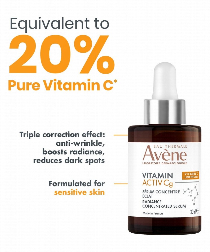 Avène Eau Thermale Activ Anti-Wrinkle Face Serum with Vitamin Cg, Niacinamide & Bakuchiol for Sensitive Skin