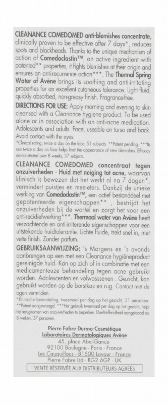 Avène Eau Thermale Cleanance Comedomed Anti-Blemishes Concentrate for Acne-Prone Skin