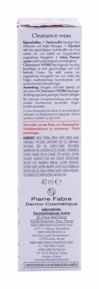 Avène Eau Thermale Cleanance Hydra Soothing Cream for Blemished, Dry & Irritated Skins