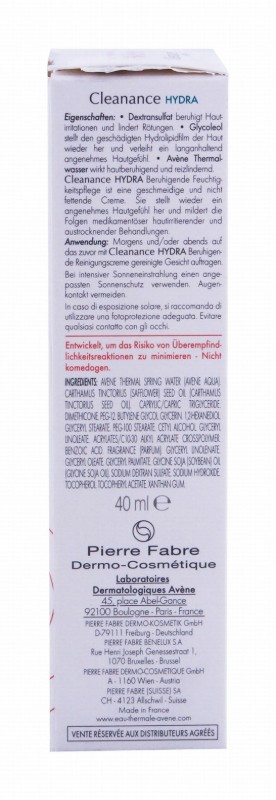 Avène Eau Thermale Cleanance Hydra Soothing Cream for Blemished, Dry & Irritated Skins
