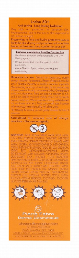 Avène Eau Thermale Very High Protection Face & Body Sunscreen for Sensitive Skin SPF50+ - non comedogenic