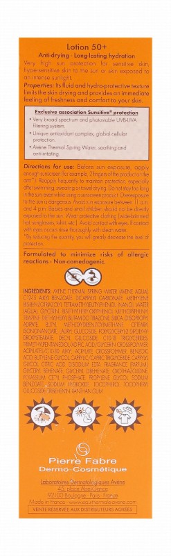 Avène Eau Thermale Very High Protection Face & Body Sunscreen for Sensitive Skin SPF50+ - non comedogenic