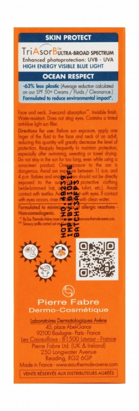 Avène Eau Thermale Water-Resistant Broad Spectrum Ultra Light Facial Sunscreen Fluid for Normal, Combination & Sensitive Skin SPF50+ - non comedogenic