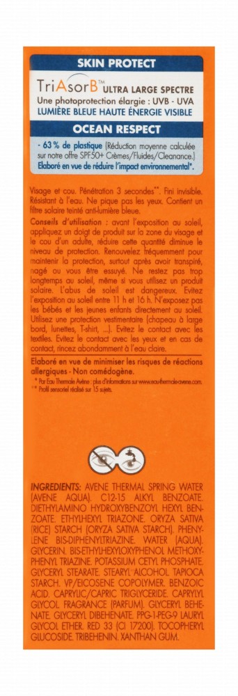 Avène Eau Thermale Water-Resistant Broad Spectrum Ultra Light Facial Sunscreen Fluid for Normal, Combination & Sensitive Skin SPF50+ - non comedogenic