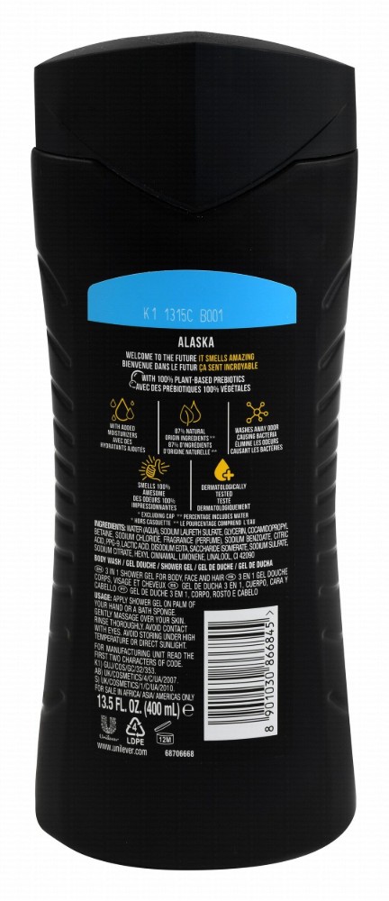 Axe Alaska 3in1 Refreshing Body, Face & Hair Wash Ocean Air & Bergamot Scent
