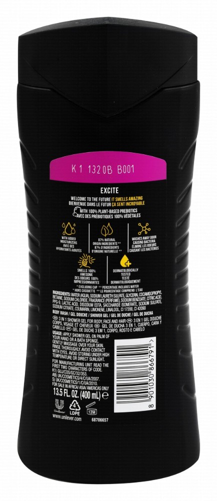 Axe Excite 3in1 Refreshing Body, Face & Hair Wash Frozen Pear & Cedarwood Scent