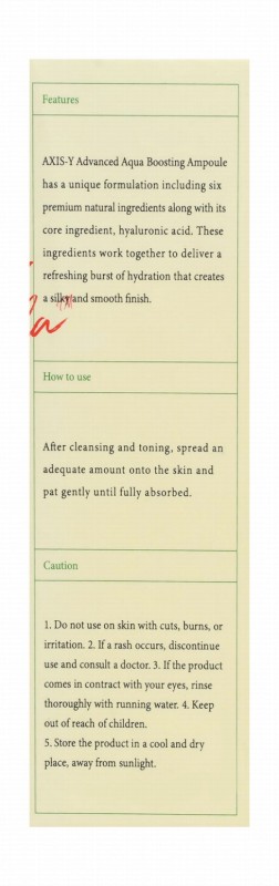 Axis-Y Advanced Aqua Boosting Facial Ampoule Serum with Hyaluronic Acid