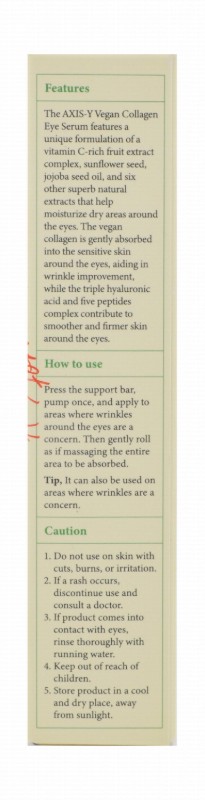 Axis-Y Nourishing, Hydrating & Anti-Wrinkle Eye Serum with Collagen, Triple Hyaluronic Acid & 5-Peptide Complex - vegan