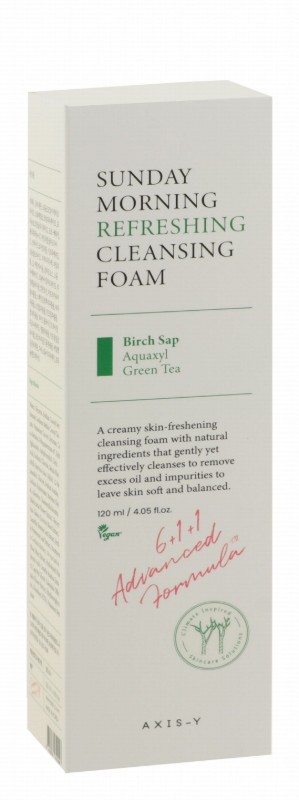 Axis-Y Sunday Morning Refreshing & Cleansing Facial Foam with Birch Sap, Aquaxyl & Green Tea