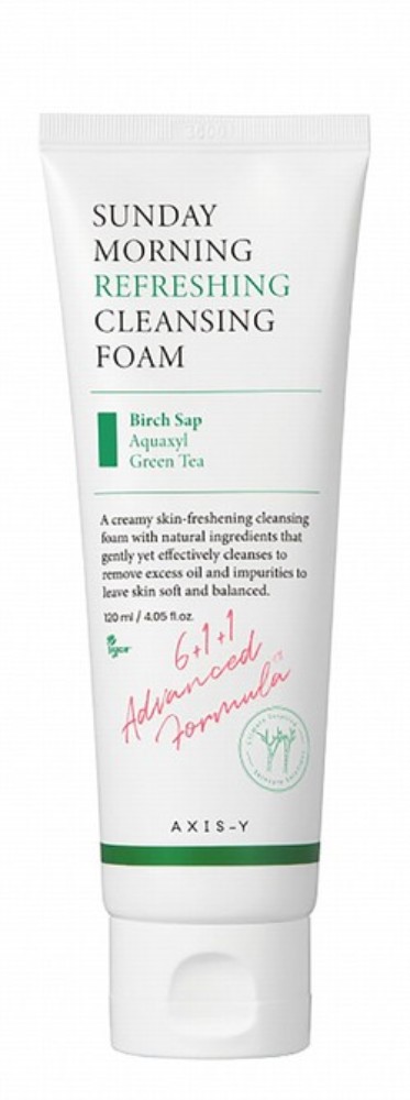 Axis-Y Sunday Morning Refreshing & Cleansing Facial Foam with Birch Sap, Aquaxyl & Green Tea