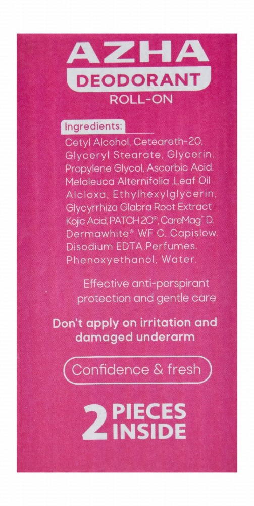 Azha 48H Antiperspirant Whitening & Hair Delaying Deep Purple Roll-On Deodorants with Vitamin C (Special Offer)