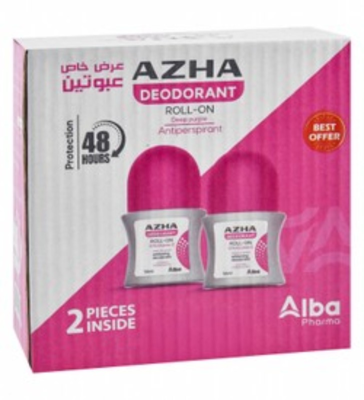 Azha 48H Antiperspirant Whitening & Hair Delaying Deep Purple Roll-On Deodorants with Vitamin C (Special Offer)