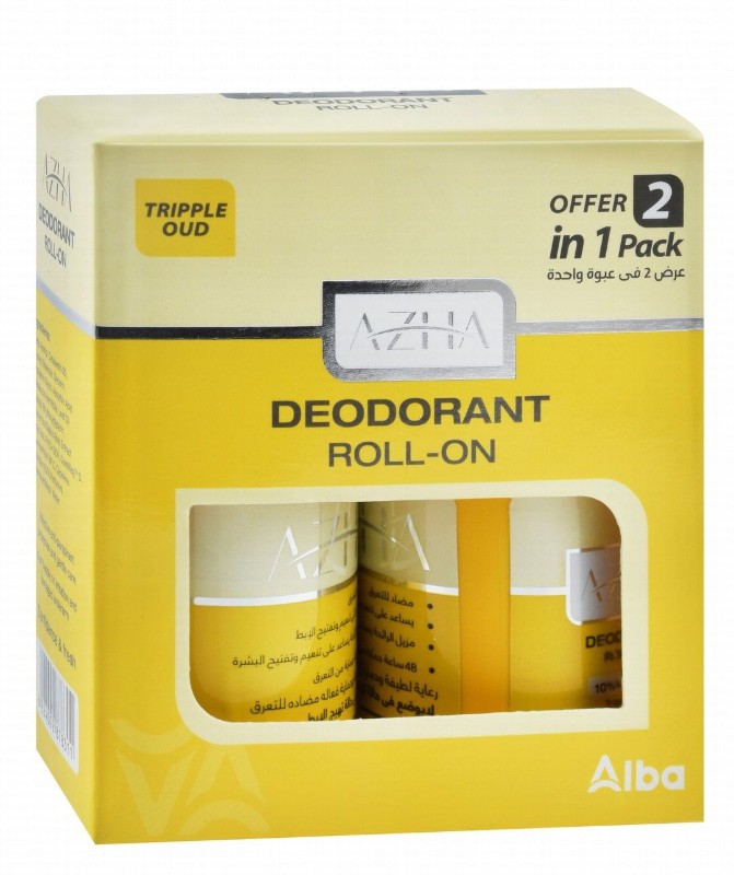 Azha 48H Antiperspirant Whitening Roll-On Deodorants Triple Oud Scent with Vitamin C