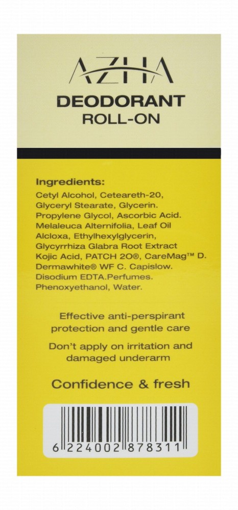 Azha 48H Antiperspirant Whitening Roll-On Deodorants Triple Oud Scent with Vitamin C