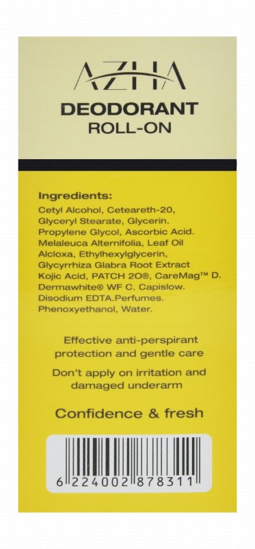 Azha 48H Antiperspirant Whitening Roll-On Deodorants Triple Oud Scent with Vitamin C