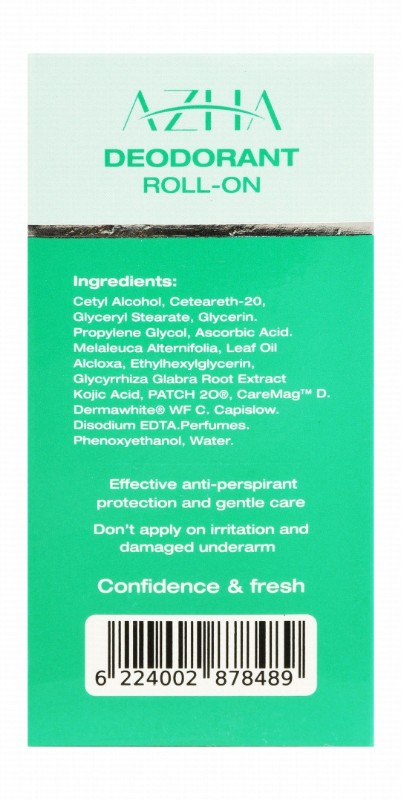 Azha 48H Protecting, Whitening & Hair Delaying Roll-On Deodorants Floral Scent Scent with Vitamin C