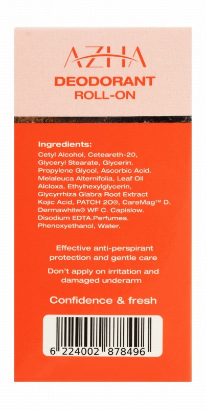 Azha 48H Protecting, Whitening & Hair Delaying Roll-On Deodorants Sea Breeze Scent with Vitamin C