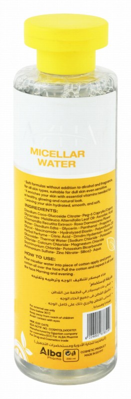 Azha Cleansing, Brightening & Makeup Removing Micellar Water with Vitamin C, Tea Tree Oil & Thermal Water for All Skin Types - parabens free, alcohol free