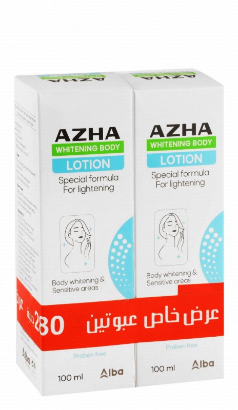 Azha Non-Greasy Whitening, Lightening & Moisturizing Body Lotion for All Skin Types (Special Offer) - non comedogenic, parabens free