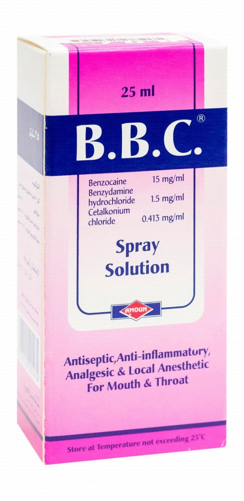 B.B.C. Antiseptic, Anti-Inflammatory, Analgesic & Local Anesthetic Spray for Mouth & Throat