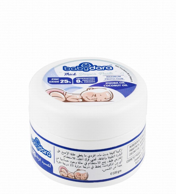 Baby Dara Thick Diaper Paste with Zinc Oxide, Jojoba & Coconut Oil - preservatives free, colorants free, parabens free