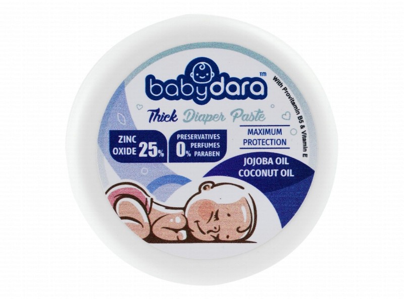 Baby Dara Thick Diaper Paste with Zinc Oxide, Jojoba & Coconut Oil - preservatives free, colorants free, parabens free