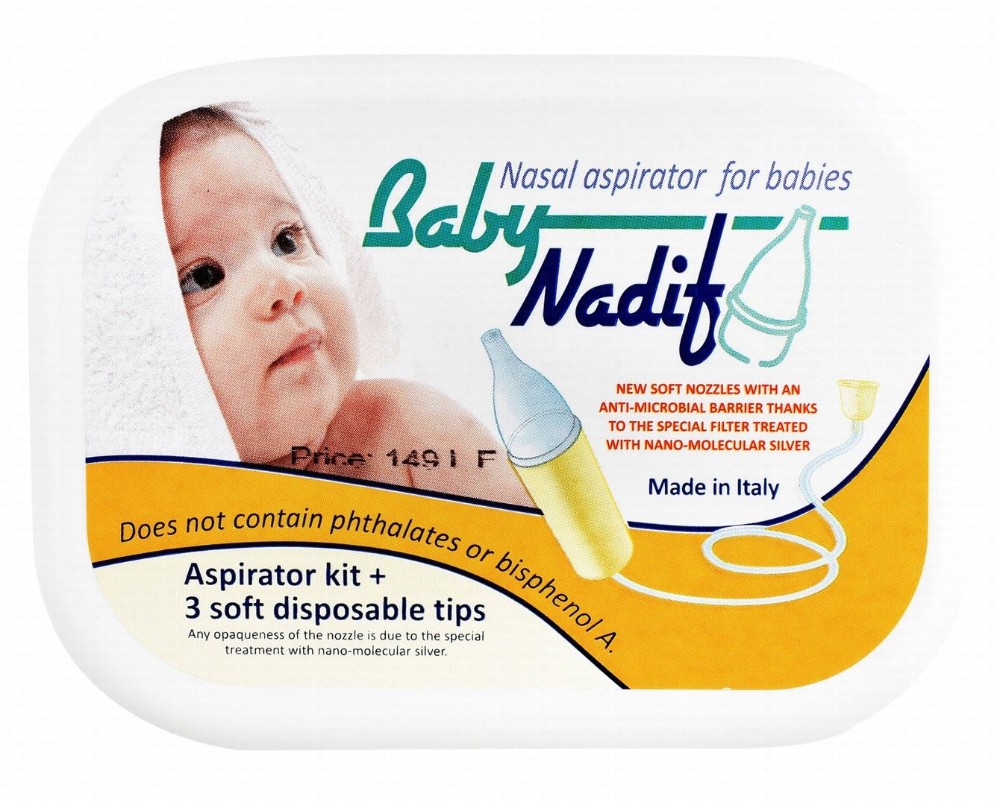 Baby Nadif Nasal Aspirator Kit with Soft Disposable Tips - BPA free, phthalates free