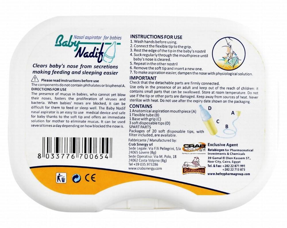 Baby Nadif Nasal Aspirator Kit with Soft Disposable Tips - BPA free, phthalates free