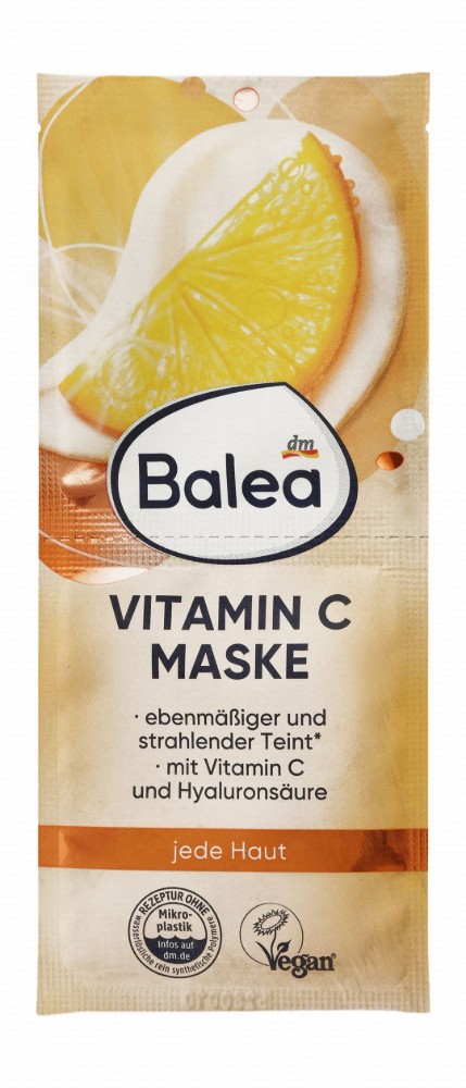 Balea Deep Cleansing Glow Peel-Off Face Mask with Hyaluronic Acid & Vitamin C for All Skin Types - vegan, microplastic free