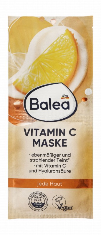 Balea Deep Cleansing Glow Peel-Off Face Mask with Hyaluronic Acid & Vitamin C for All Skin Types - vegan, microplastic free