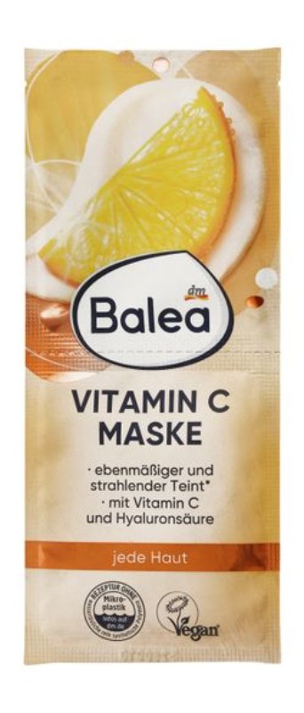Balea Deep Cleansing Glow Peel-Off Face Mask with Hyaluronic Acid & Vitamin C for All Skin Types - vegan, microplastic free